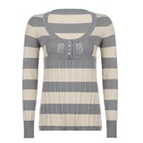 Y2K Striped Prepply Sweaters O Neck Retro Full Sleeve Jumpers Sweet Cute Pullovers Korean Chic Harajuku Tops