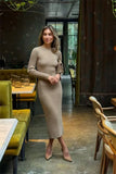 Autumn And Winter Sweater Dress Lady Knit Round Collar Pit Solid Color Tight Dress