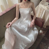 Spaghetti Strap White Fairy Dress Women Korean Style Sweet Purple Midi Dress Romantic Holiday Beach Summer Dresses
