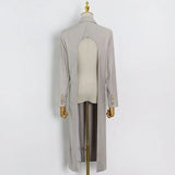 Back Cut Out Coats Women Clothing Loose Lapel Long Sleeve Button-Down Autumn Coat Female 2021 Fashion Style