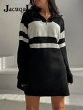 2022 Y2K Mini Zipper Knitted Oversize Women Dress Sweater Autumn Winter Elegant Long Sleeve Sexy Party Casual
