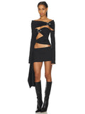 Women's New Sexy Shoulder Hollow Dress Metal Buckle Decoration Ribbon Bag Ass Dress Dress Dress
