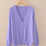 cardigan women spring plus size Solid color long sleeve short sweater coat female single-breasted casual tops jackets