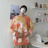 HOUZHOU Tie Dye Women Hoodies Korean Streetwear Autumn Oversized Sweatshirts Pullovers Harajuku Oversized Printed Famale