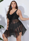 Strap Solid Cover Up Plus Size Two Piece