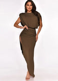 Elegant Sleeveless Ruched Split Irregular Party