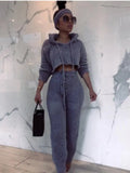 Fleece Hoodies Top and Pants 2pc
