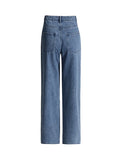 Women's Jeans High Waist Full Diamond Luxury High Quality Straight Wide Leg Denim Pants 2024 Summer New Fashion 29L6127-Outfit