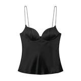 New Women's Sexy Body-Clamous Vest-Shaped Collar Silk-Scress Sling Vest
