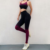 Women's Gradual Gym Set Workout Clothes Athletic Wear Sports Legging Seamless Fitness Bra Crop Top Long Sleeve Fitness