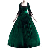 Autumn And Winter Dress High-End Solid Color Medieval Court High-Waisted Dress-Outfit