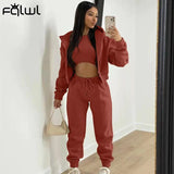 Winter Casual 3 Three Piece Set Tracksuit Sweatsuits For Women Outfits Long Sleeve Hoodie Top Baggy Pants Matching