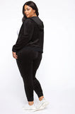 Plus Size Casaul Solid Hoodies And Pant