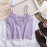 Women Sling New Summer Fashion All-match Soft Chic Crop Top Womens Casual Knitting Camis Breathable Slim High