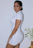 Turndown Collar Short Sleeves Tight Rompers with