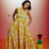 Sexy Sling Belt Quality Print High-Waisted Dress Woman In Summer