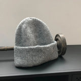 Women's Solid Color Knitted Hat 2022 Winter New Flanging Hat