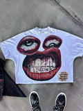 Men's T-Shirt Y2K Cotton Man Harajuku Street Hip-Hop Big Eyes Mouth Pattern Printing Super Classic-Outfit