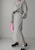 Autumn Women Tracksuit Hoodies 2 Piece Sets Chic Pullover Loose Casual Sweatershirt & High Waist Split Skirt Suit