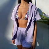Fashion Velvet Beach Two Piece Set Women Tracksuit Loungewear Casual Cardigan Top Summer Outfits Workout Woman Shorts