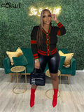 Fall Patchwork Knitting sweaters Jackets For Women 2023 Long Sleeve Loose Tops Jackets Black Red Casual Jackets And Coats 319-1-Outfit