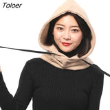 Winter Thick Hat Warm Thick Ear Neck Protection Beanies Women Men 2 Layer Hooded Collar Removable Drawstring