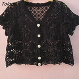 Women New Design Hollow Out Stylish Minority Korean Style V-neck Loose All-match Sexy Casual Fashion Young Summer