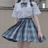 Women Jk Skirts High Waist Students School Uniform Pleated A-Line Mini Plaid Harajuku Preppy