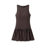 Homemade New Women's Classic Bow With Sleeveless Round Collar Dress
