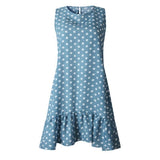 Dot Dress Women 2020 New Summer Beach Casual Dress Plus Size Sleeveless yellow Loose A-Line Midi Beach Dresses