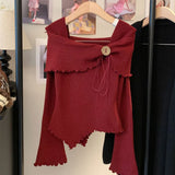 Three-Dimensional Flower Temperament Sweater Horn Irregular French Ear Repair Bottom Knitted Shirt
