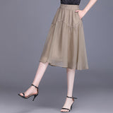 Skirt Thin Skirt 2023 New High Waist Half Skirt Medium-Long Thin A-Shaped Gauze Skirt-Outfit