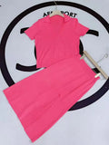 Free Shipping 2022 Women's Casual Knit Skirt Set Lapel Long Sleeve Turtleneck Short Knit Sweater & Split Midi Skirt 2-Piece