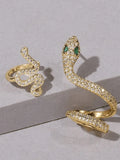 Rhinestone Snake Pattern Stud Earring-Outfit
