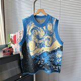 Painting Design Sense Minority Vest Knitted Vest With Loose Lazy Soft Waxy College Style Sleeveless Sweater Horse Clip-Outfit