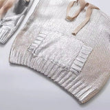 New Metal Color Hooded Hooded Knitted Sweater 2893157-Outfit