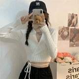Strapped Sweater Cardigan Woman Spring 2025 New Hot Girl Exposed Umbilly Knitted Blouse Outside