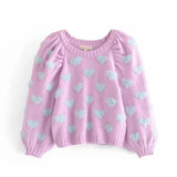 chic autumn winter sweaters purple embroidery long sleeves knitted pullover sweater boho