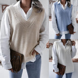 2025 V-Neck Casual Casual Knitted Sweater Vest Vest Wish Women's