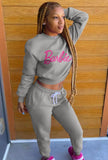 Casual Letter Printed Rouned Neck Long Sleeve Sweatshirt And Sweatpants 2 Piece