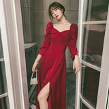 Elegant Party Dress Women Spring French Split Designer Midi Dress Female High Street Casual Korean One-piece Dress 2022