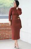 Turtleneck Cut Out Mature Midi