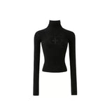 Tshirts for Women 2023 Ropa Mujer Fashion Diamond Long Sleeve Tunic Tees Crop Tops Solid Color Casual Y2k T-shirts-Outfit