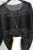 and Summer New Ice Silk Knitted Vest Tops White Shirt Hollow Out Bottoming Streetwear Fashion Womens Thin Clothing