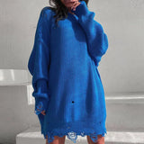 Y2K Women's Oversized Sweater Knitted Green O Neck Long Sleeve Pullover Tops Casual Party Sexy Club Sweaters Dresses