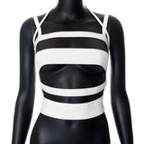Bandage Sexy Cut Out Cami Crop Top for Women Outfits Summer Rave Festival Club Party Backless Top Cropped