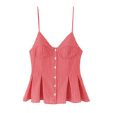Buckle Swing 2025 Wide Short Female Vest Open Back Sexy Sling Skirt V-Neck