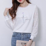 embroidered Women's Tshirt Casual Tops printing T Shirt Basic bottoming shirts Ladies o-neck Long Sleeve Tee