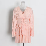 French Temperament Elegant Style Dress 2025 Summer New V-Neck Waist Thin Senior Feeling Long-Sleeved Dress