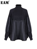 Pelated Split Big Size Knitting Sweater Loose Fit Turtleneck Long Sleeve Women Pullovers New Fashion Spring 2022
